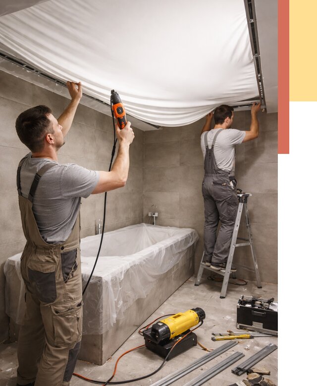 Монтаж натяжного потолка в ванной в Жигулевске от 1214 руб. под ключ | ОТДЕЛОЧНИК-Жгл