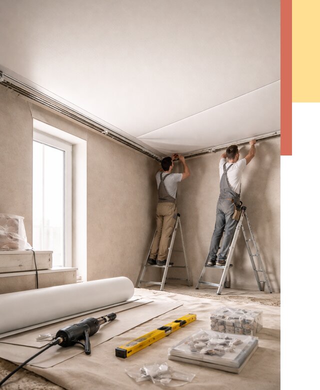 Монтаж натяжного потолка в спальне в Жигулевске от 3845 руб. под ключ | ОТДЕЛОЧНИК-Жгл