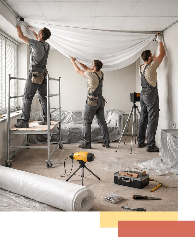 Монтаж натяжного потолка в офисе в Жигулевске