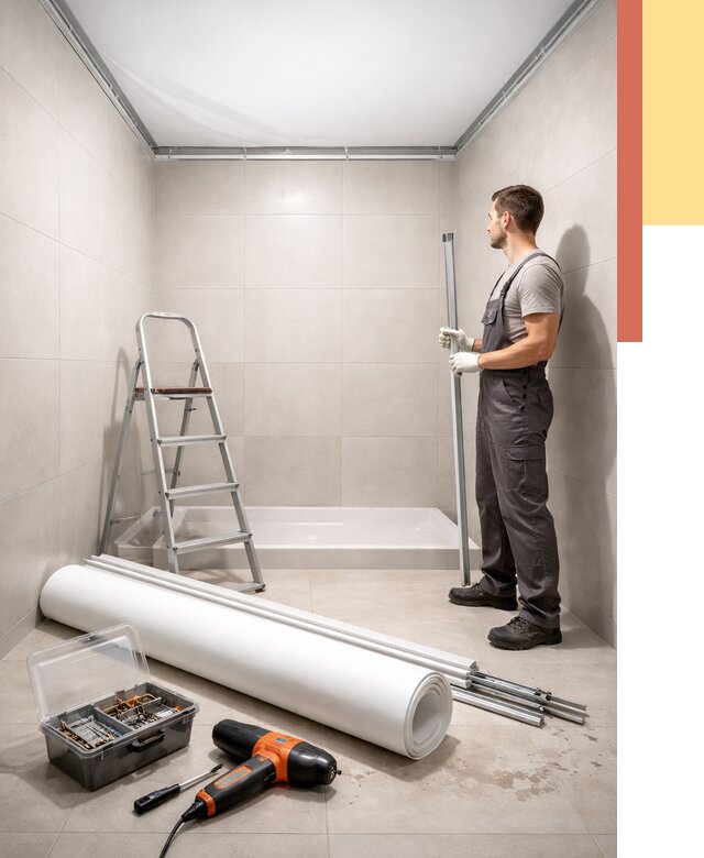 Монтаж натяжного потолка в санузле в Жигулевске от 1872 руб. — ОТДЕЛОЧНИК-Жгл