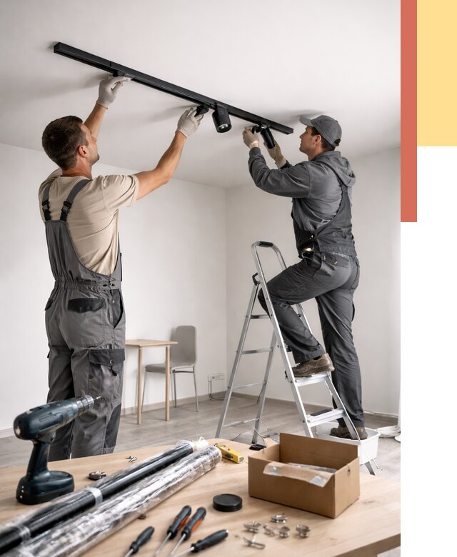 Установка трековых светильников в натяжной потолок в Жигулевске от 4250 руб. | ОТДЕЛОЧНИК-Жгл