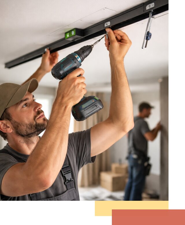 Установка трековых светильников в натяжной потолок в Жигулевске