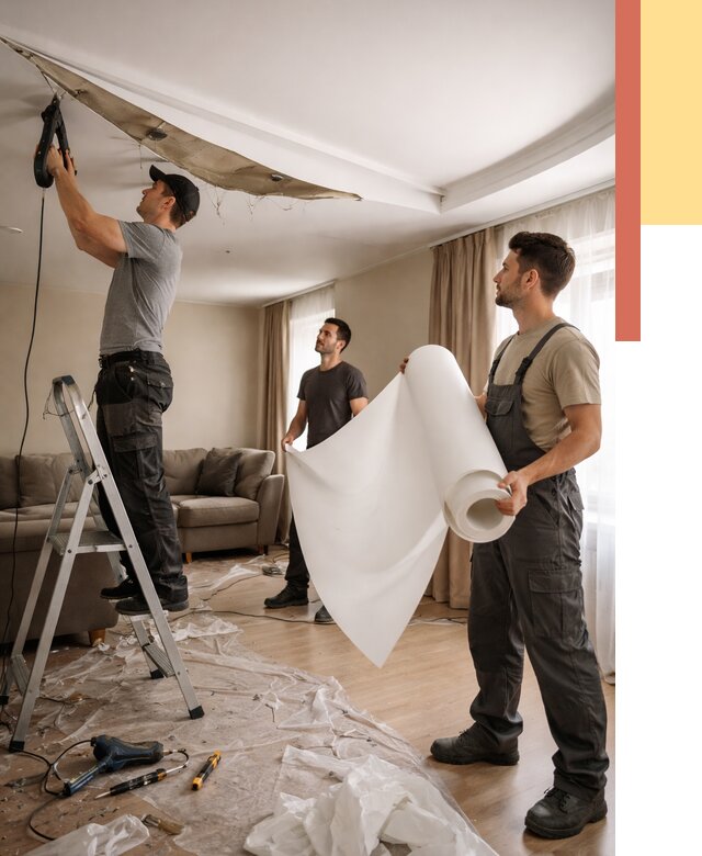 Замена полотна натяжного потолка в Жигулевске от 9613 руб. быстро и недорого | ОТДЕЛОЧНИК-Жгл