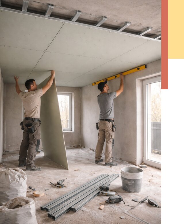 Одноуровневый потолок из гипсокартона в Жигулевске от 759 руб. — монтаж под ключ | ОТДЕЛОЧНИК-Жгл