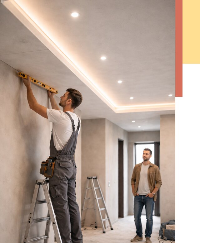 Потолок из гипсокартона с подсветкой в Жигулевске от 759 руб./м2 под ключ | ОТДЕЛОЧНИК-Жгл