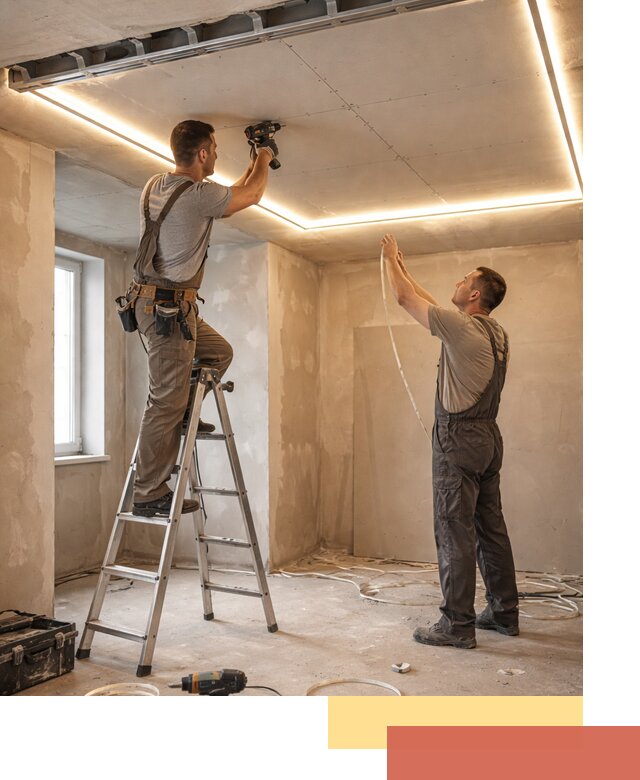 Потолок из гипсокартона с подсветкой в Жигулевске