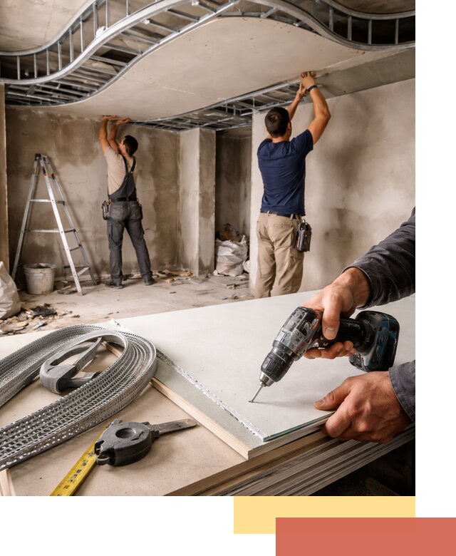 Криволинейный потолок из гипсокартона в Жигулевске — монтаж и отделка