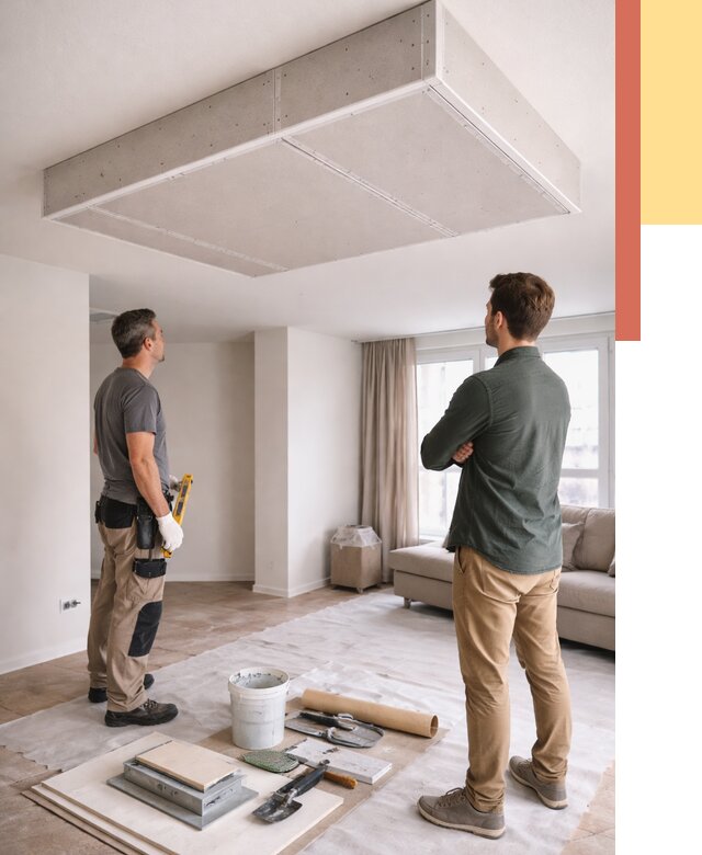 Короб на потолке из гипсокартона в Жигулевске от 2226 руб. — монтаж и услуги под ключ | ОТДЕЛОЧНИК-Жгл