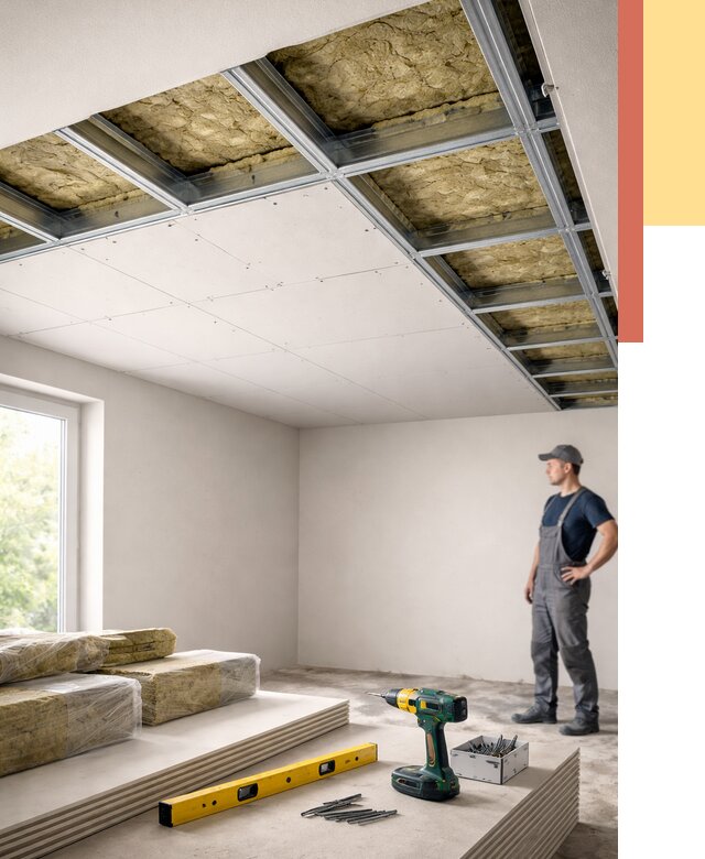 Звукоизоляция потолка ГКЛ в Жигулевске от 961 руб. — монтаж под ключ | ОТДЕЛОЧНИК-Жгл