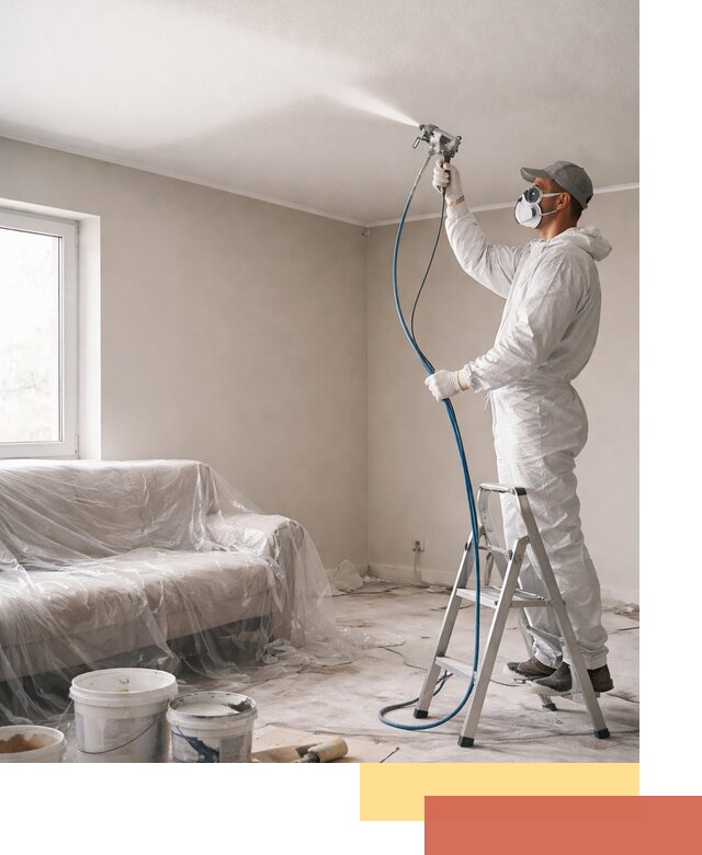 Покраска потолка краскопультом в Жигулевске быстро и качественно